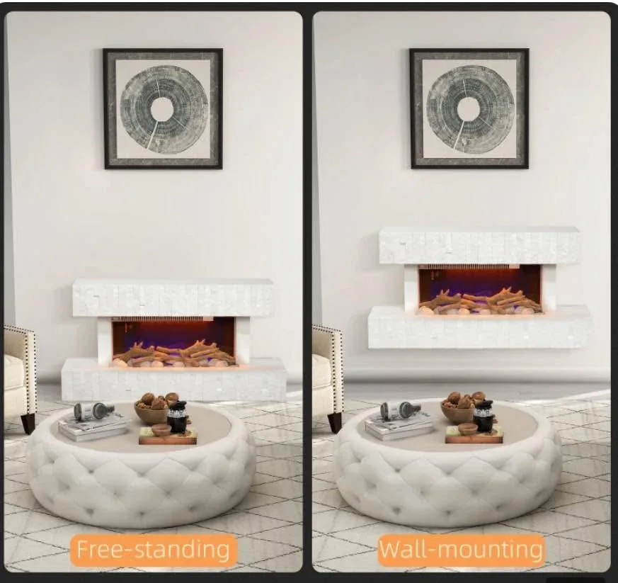 Homcom 32” Electric Fireplace with Mantel image indicator(6)