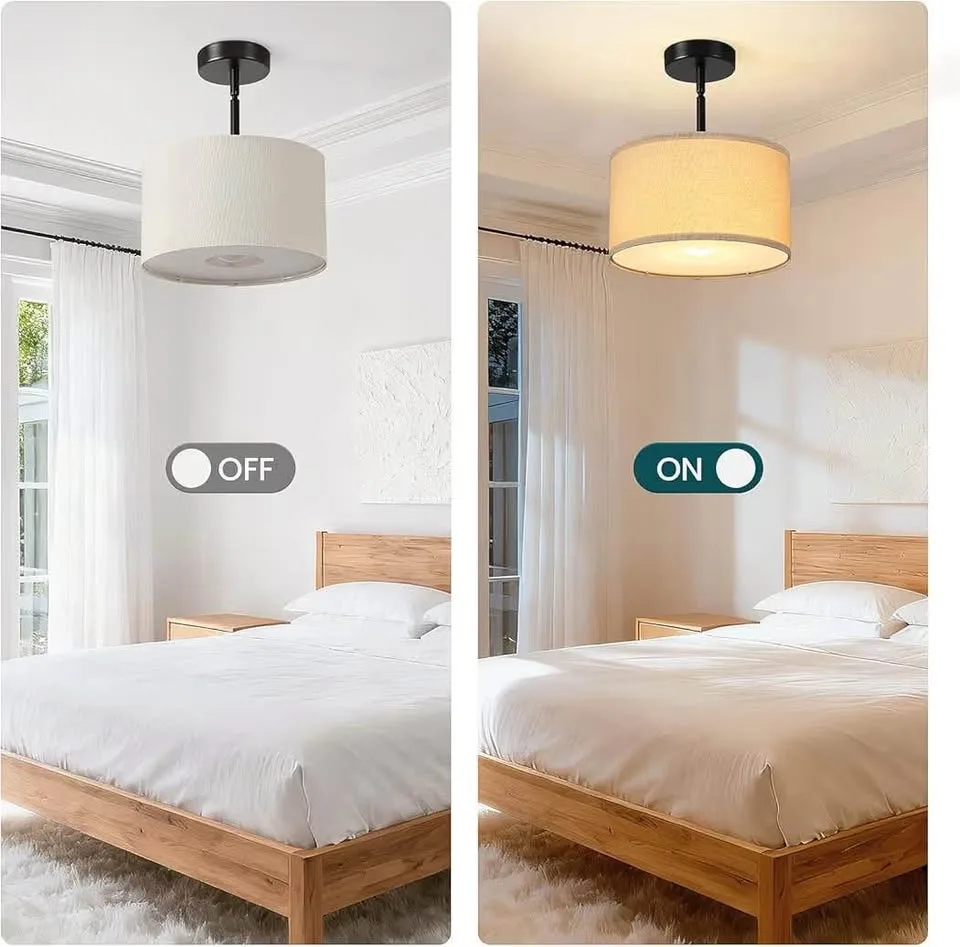 Fabric Semi Flush Mount Lighting Fixture image indicator(2)