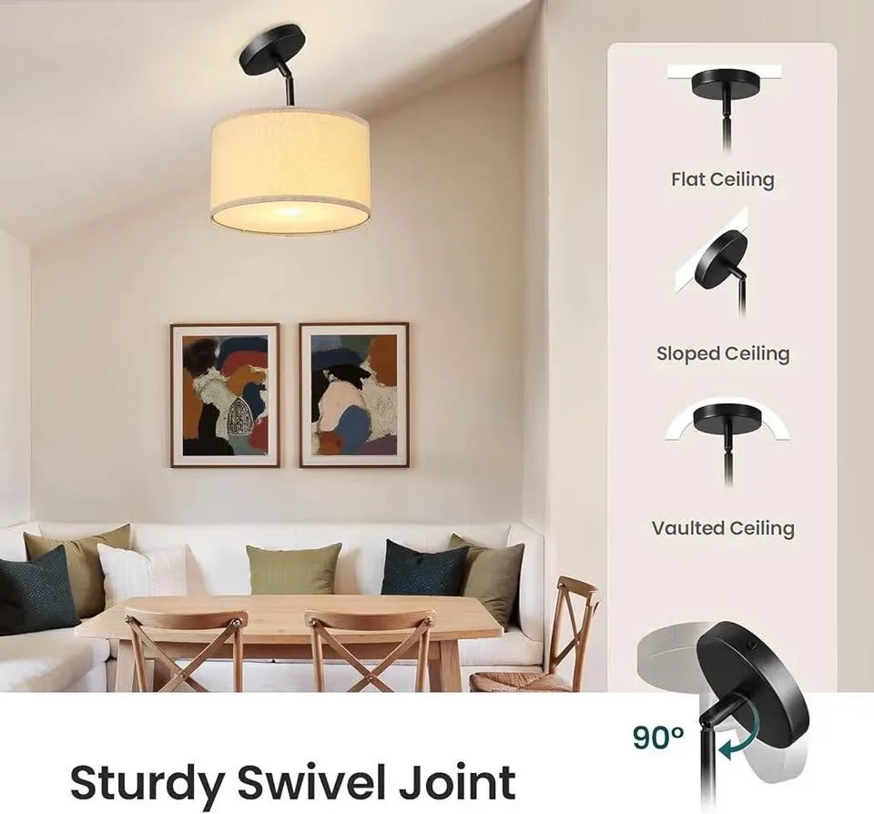 Fabric Semi Flush Mount Lighting Fixture image indicator(3)