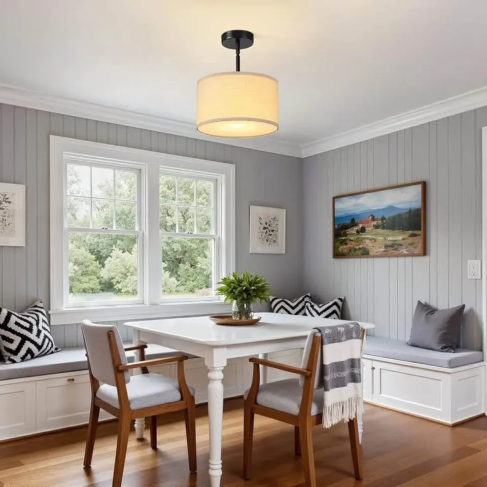 Fabric Semi Flush Mount Lighting Fixture image indicator(5)