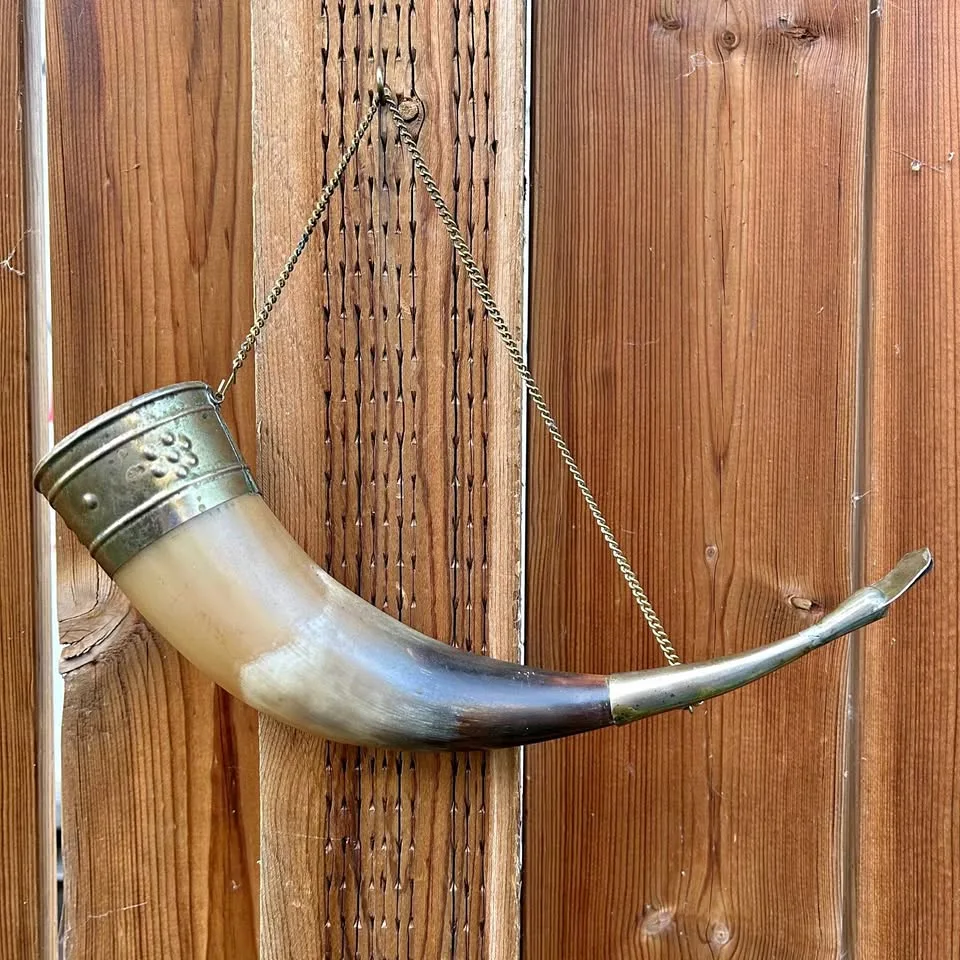 Vintage Brass & Horn Wine Drinking Horn – USSR thumbnail