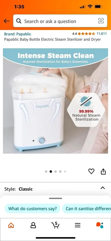 Papabalic baby bottler sterilizer thumbnail