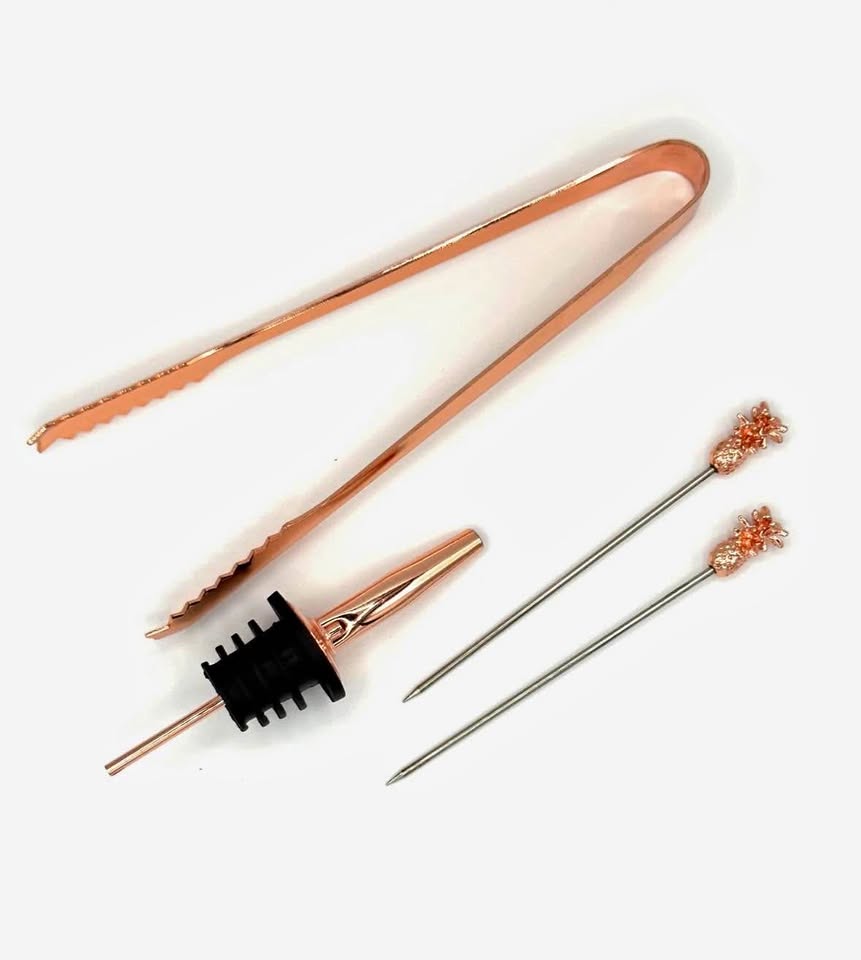 Cocktail Set - 4 Piece BNIB | Pour Spout / Tongs / Cocktail Pins