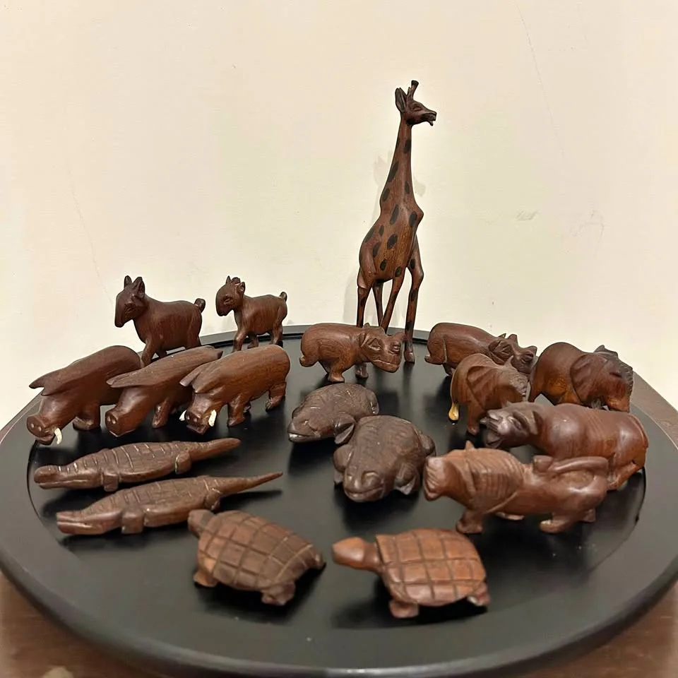 Vintage Hand-Carved African Wooden Animal Set thumbnail