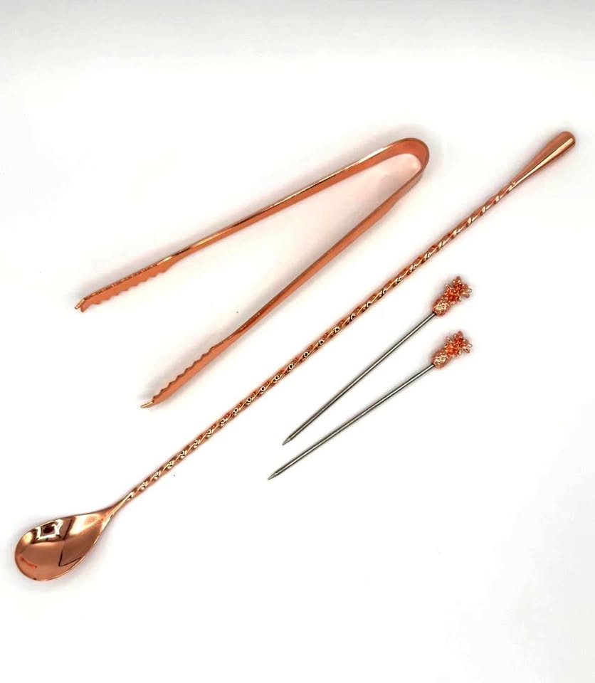Cocktail Set - 4 Piece BNIB | Bar Spoon / Tongs / Cocktail Pins