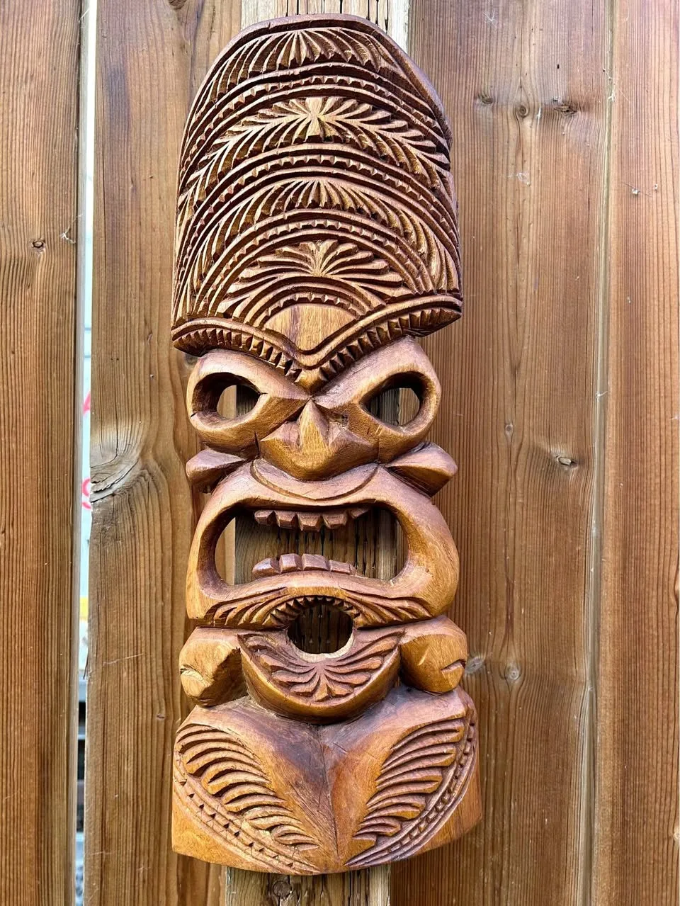 Vintage 1999 Maui Tiki Mask – Hand Carved Hawaiian Wood Wall Art thumbnail