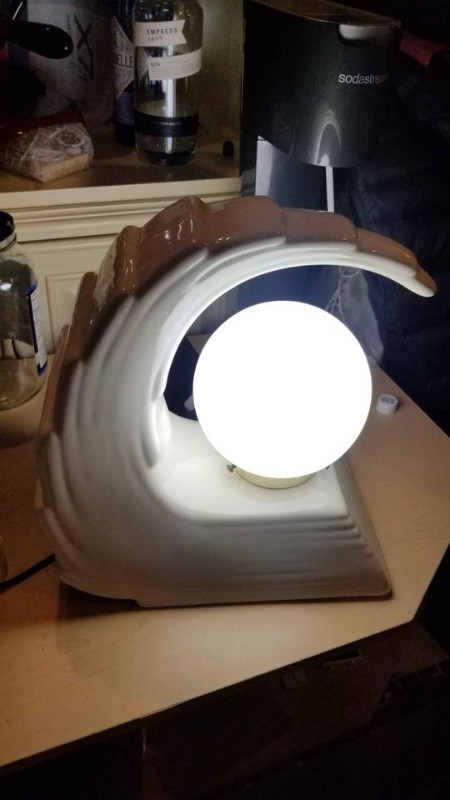 Vintage Art Deco Style Wave Lamp - rare unique lamp