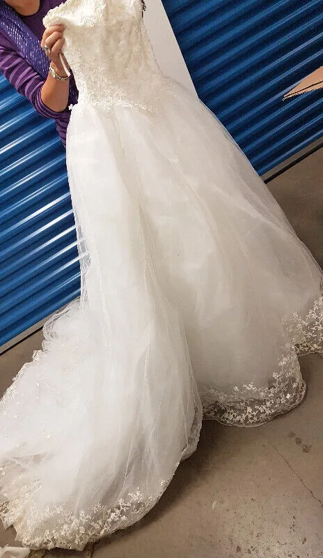 Alan Cherry Wedding Dress w/ Veil! Size 8 image indicator(2)