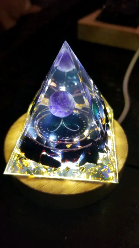 Artistic Acrylic Pyramid Display Art w/ Multicolour LED Light! thumbnail