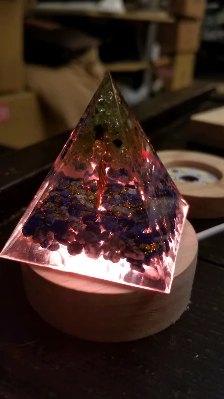 Artistic Acrylic Pyramid Display Art w/ Multicolour LED Light! image indicator(2)