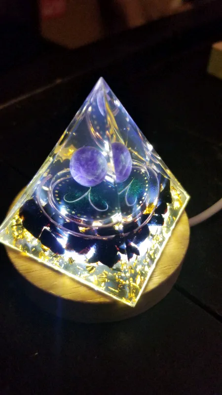 Artistic Acrylic Pyramid Display Art w/ Multicolour LED Light! image indicator(3)