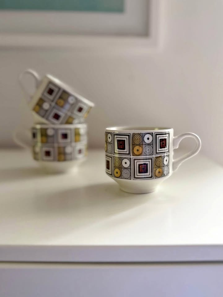 Vintage Kathie Winkle "Rushstone" Tea/Coffee Cups (Set of 3)
