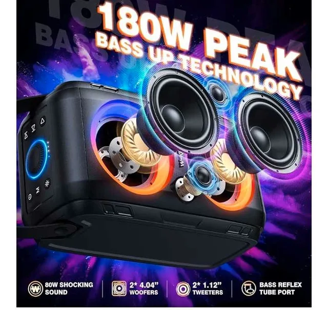 W-KING T9-2 180W Peak Bluetooth Speaker – Deep Bass Beast! image indicator(5)