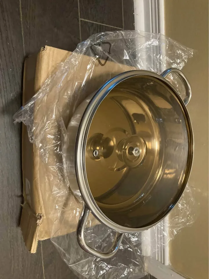 BNIB 10inch stainless steel soup pot with glass lid( firm price) image indicator(6)