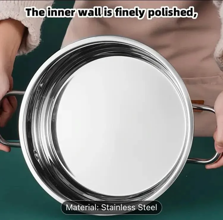 BNIB 10inch stainless steel soup pot with glass lid( firm price) image indicator(8)