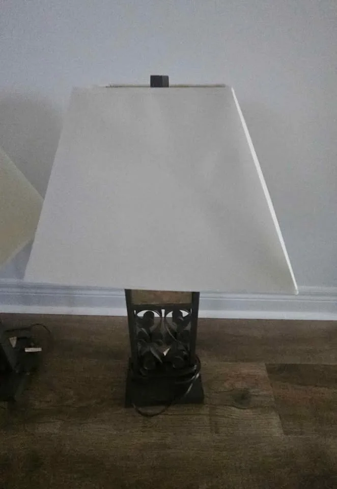 Pair of Elta Ashley Furniture Table Lamps Brown Metal/Slate image indicator(4)