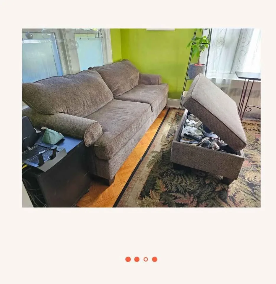 Sofa with matching storage ottoman image indicator(2)