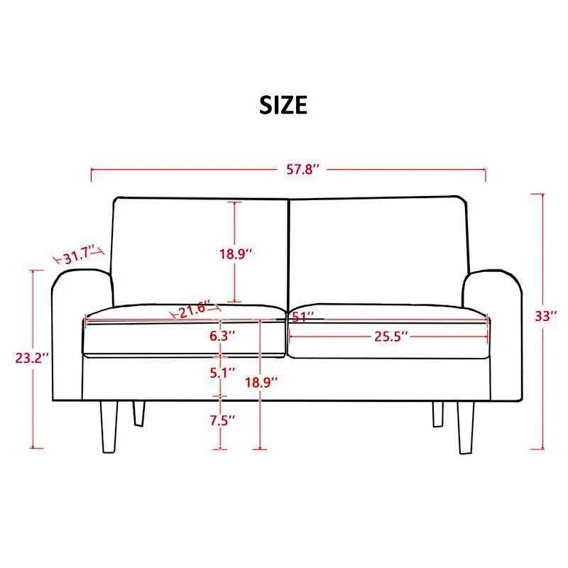 Wanse Sofa 57.8" Velvet Round Arm Loveseat thumbnail