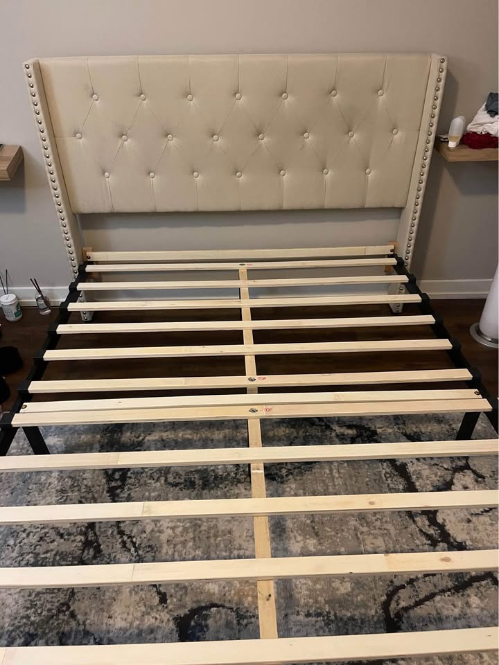 Beige Bed Frame - QUEEN SIZE - photo 2