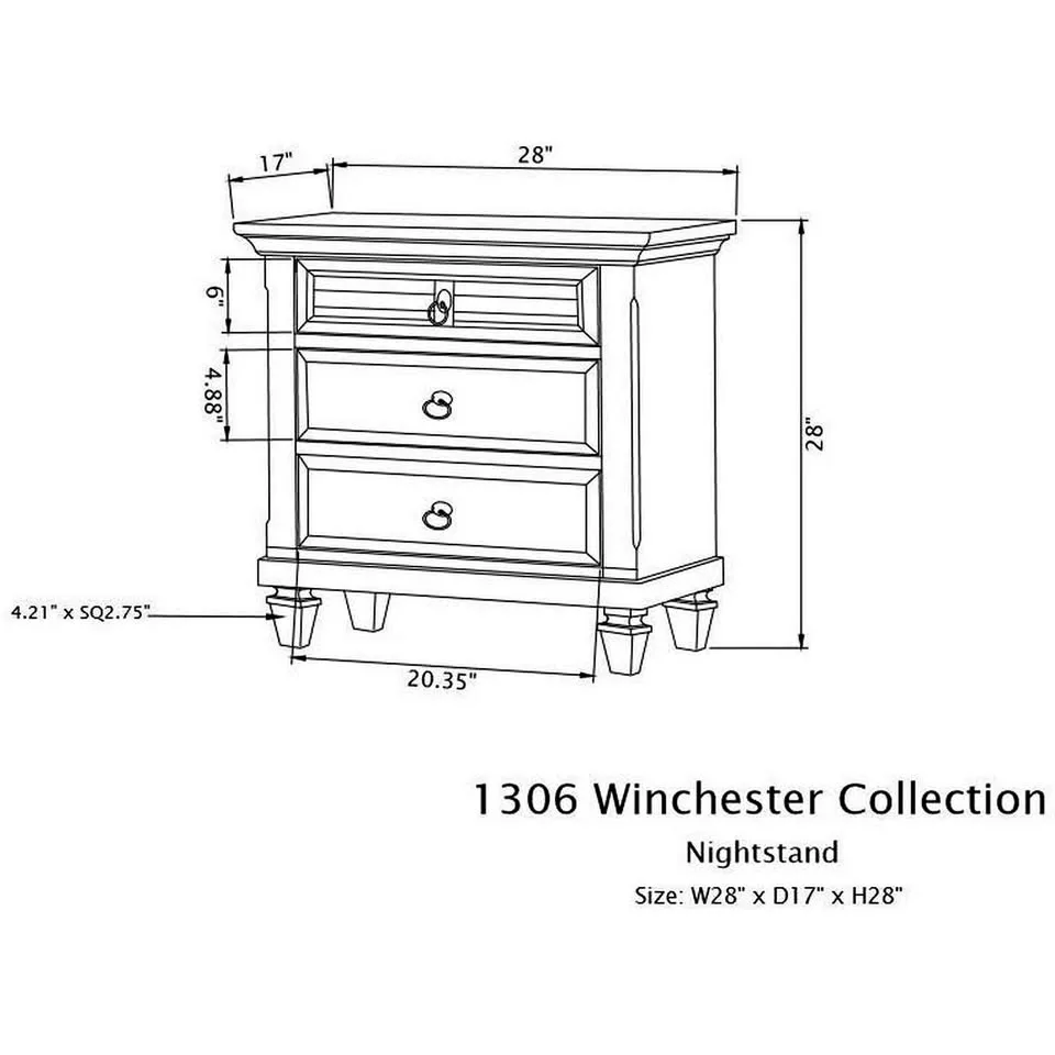 Alpine Furniture Nightstand - White thumbnail