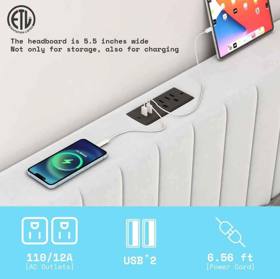 Alti 44.8" Bed Frame with Charging Station - photo 5