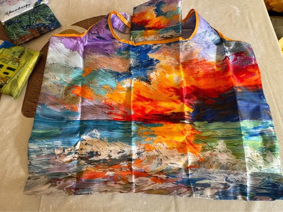 Art-Style Foldable Tote Bag Reusable Shopping Bags image indicator(3)