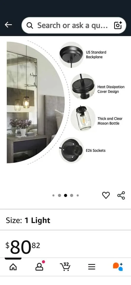 Mason jar hanging lamp BNIB. If ad is up, it's available. image indicator(2)
