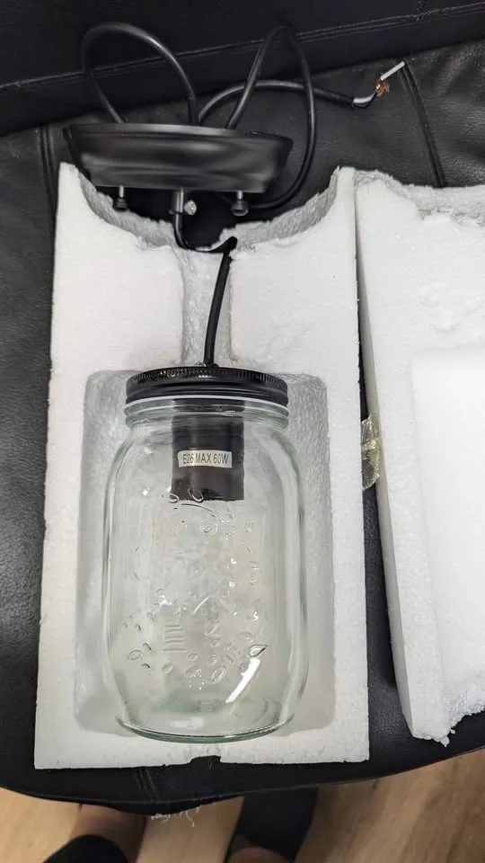 Mason jar hanging lamp BNIB. If ad is up, it's available. image indicator(6)