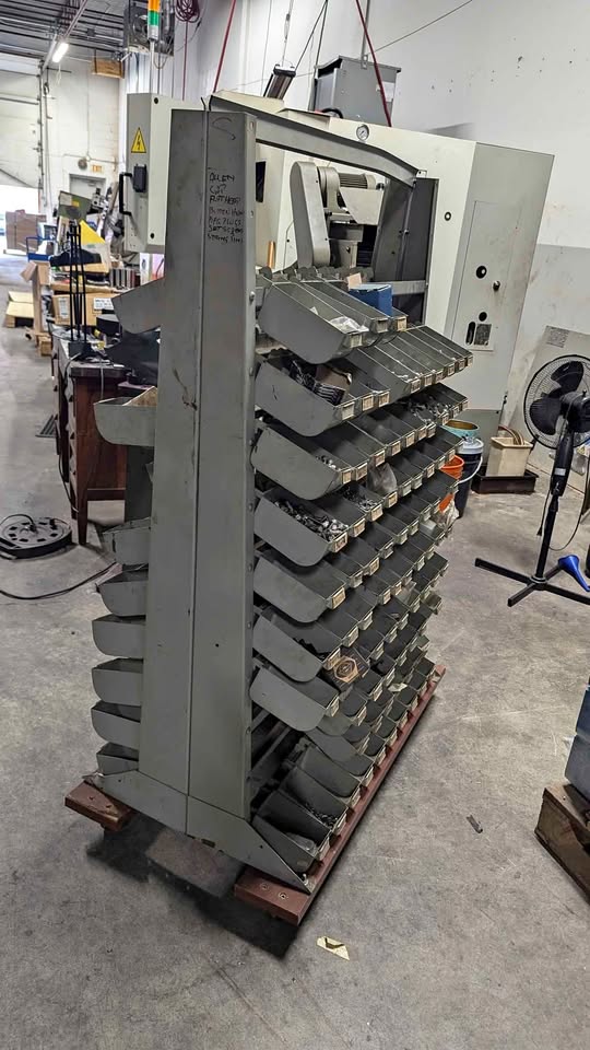 Metal bin rack on wheels, socket head cap screws