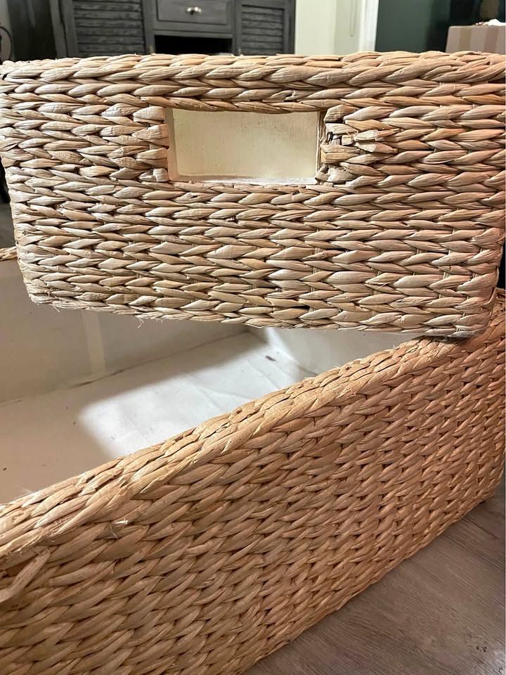 Woven Storage Baskets (2) – Water Hyacinth / Seagrass Style