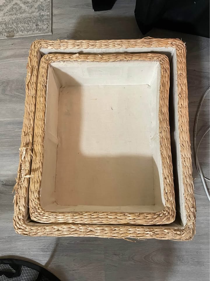 Woven Storage Baskets (2) – Water Hyacinth / Seagrass Style - photo 2