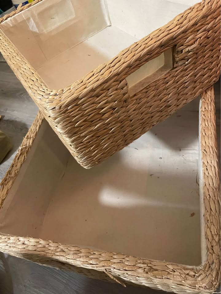 Woven Storage Baskets (2) – Water Hyacinth / Seagrass Style - photo 3
