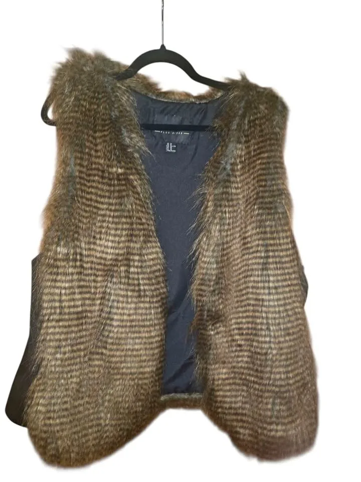Faux Fur women vest Tan/Brown