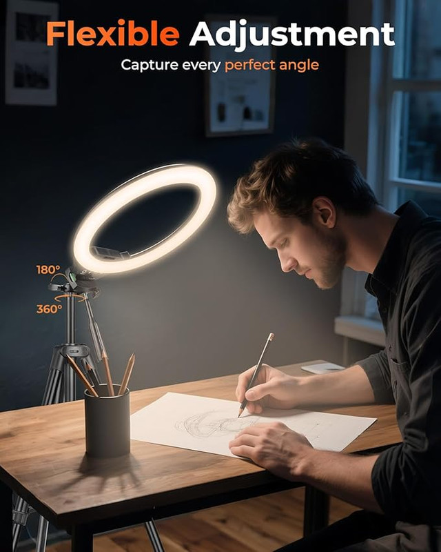 Sensyne 10'' Ring Light with 50'' Extendable Tripod Stand, LED - photo 5