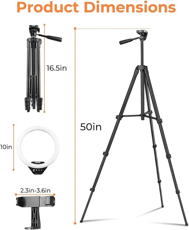 Sensyne 10'' Ring Light with 50'' Extendable Tripod Stand, LED image indicator(6)