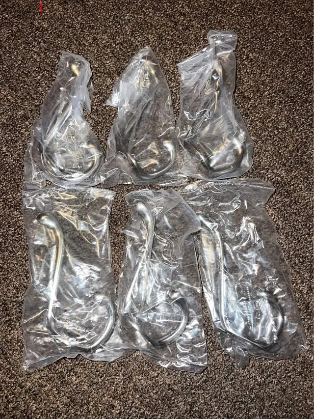 Hasware 6 Pcs Double Prong Robe Hook (Satin Nickel) image indicator(2)