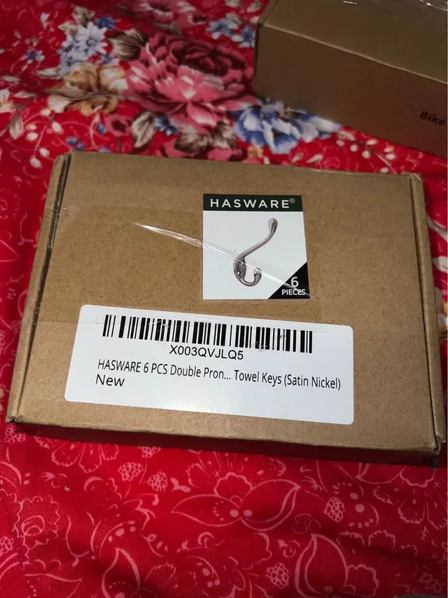 Hasware 6 Pcs Double Prong Robe Hook (Satin Nickel) image indicator(6)