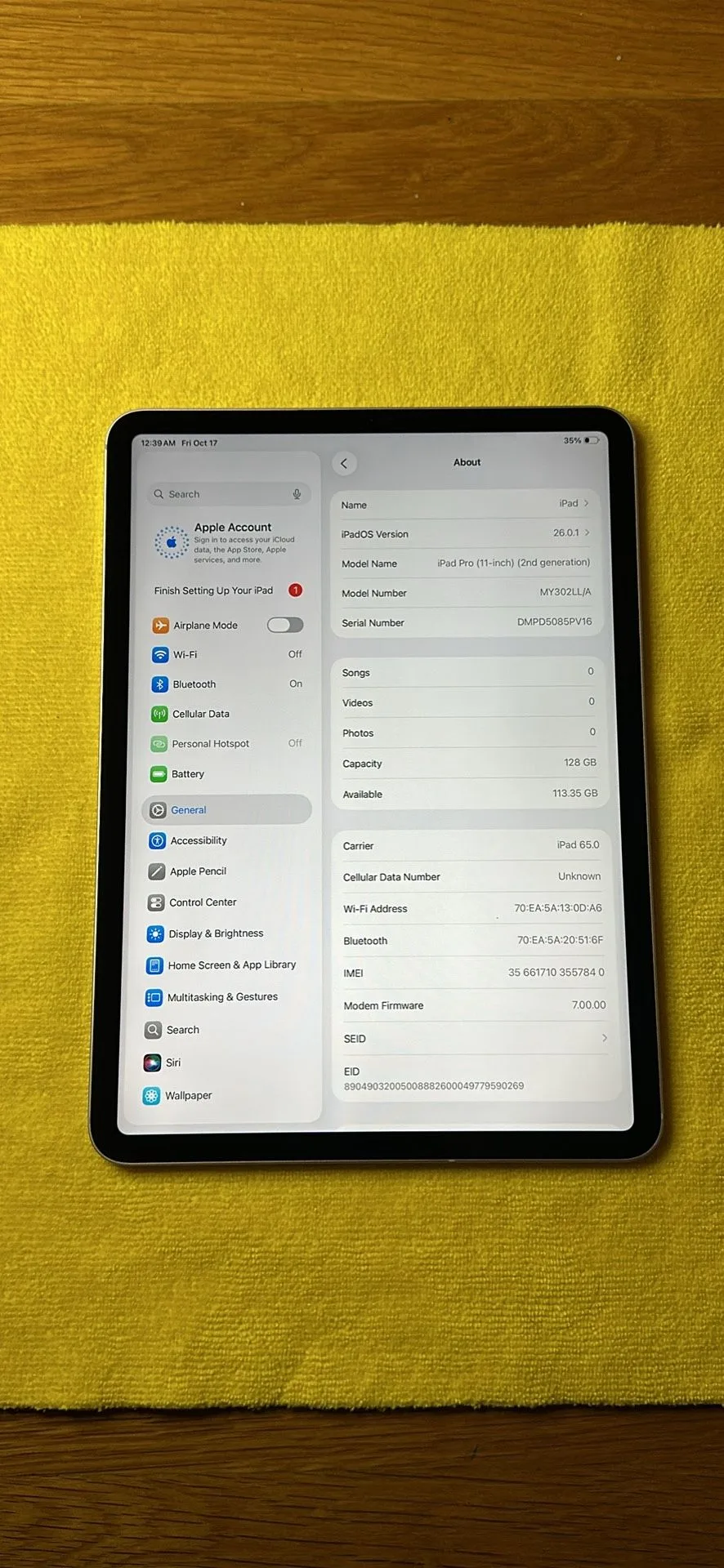 iPad Pro 11 inch 2nd Gen 128gb - WiFi + Cellular Unlocked image indicator(4)