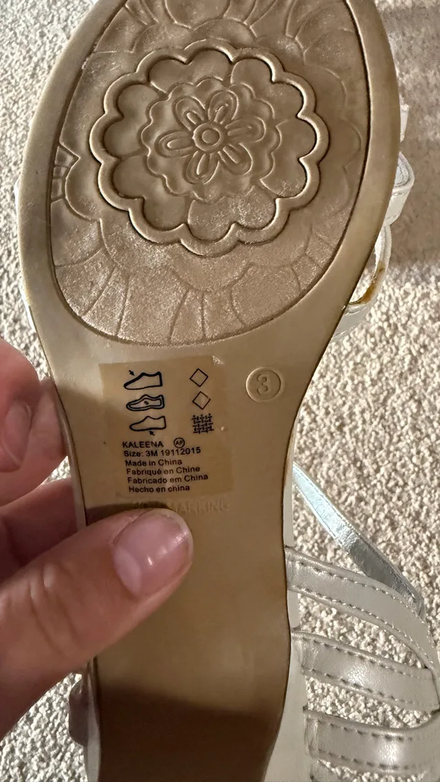 White Wedge Sandals with Flower Appliques image indicator(3)