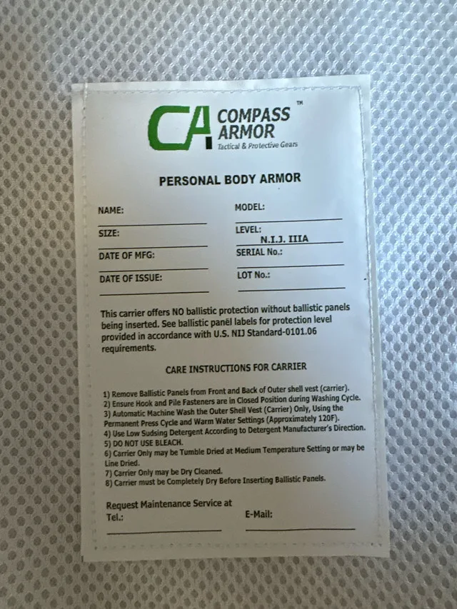 Compass Armor Bullet Proof Vest image indicator(3)