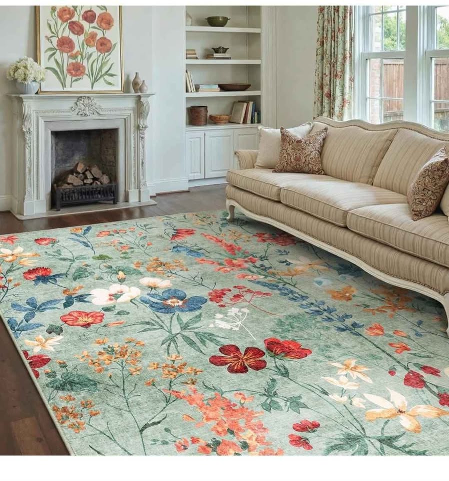 8x10 Area Rug Floral Washable Living Room Boho Kitchen - photo 2