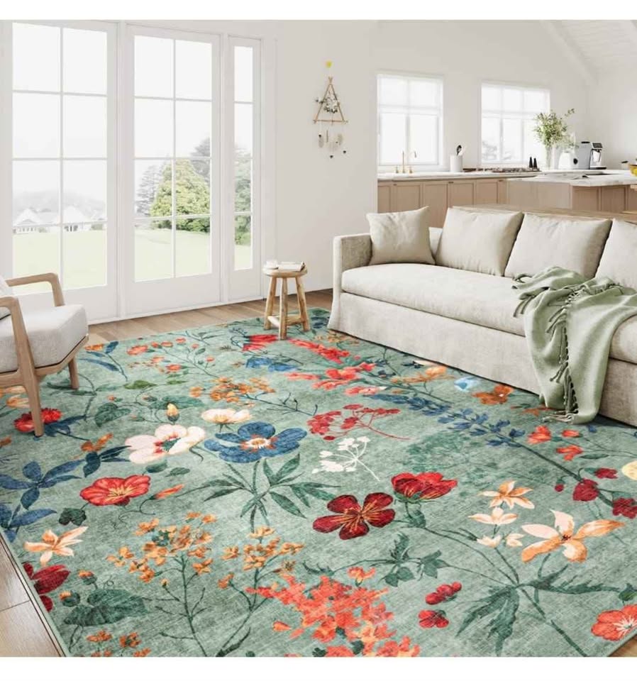 8x10 Area Rug Floral Washable Living Room Boho Kitchen - photo 4