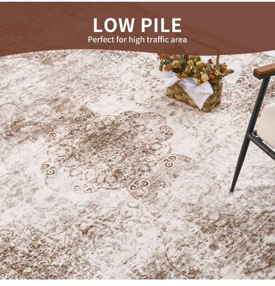 Brown Vintage Distressed 9x12 Washable Area Rug - photo 2