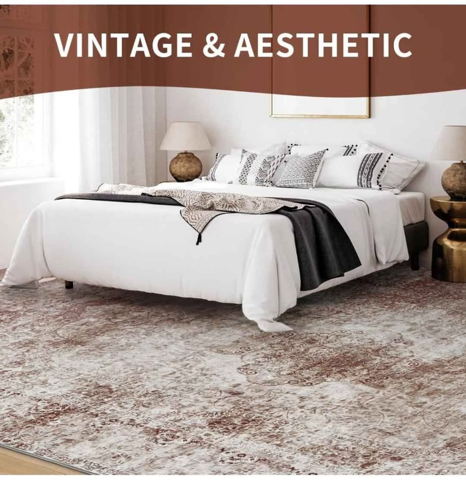 Brown Vintage Distressed 9x12 Washable Area Rug - photo 4