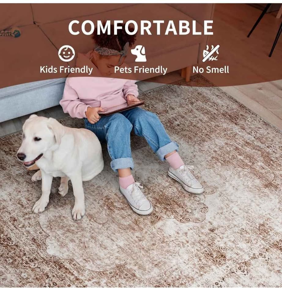 Brown Vintage Distressed 9x12 Washable Area Rug - photo 5