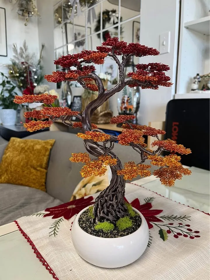 Handcrafted Autumn Aluminum Bonsai Tree image indicator(4)