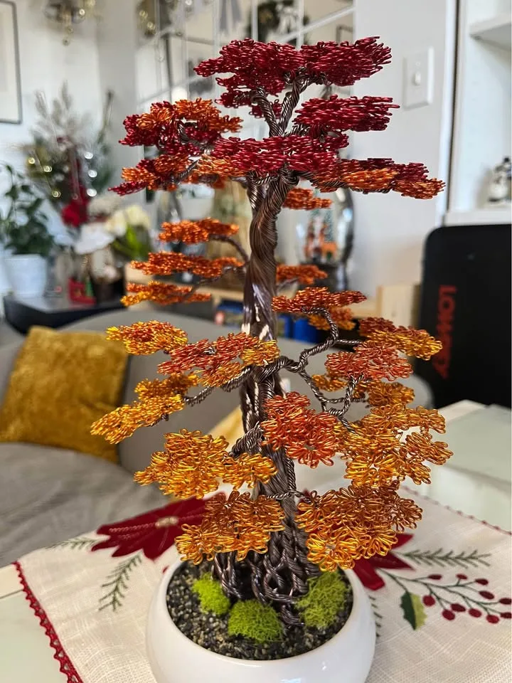 Handcrafted Autumn Aluminum Bonsai Tree image indicator(5)