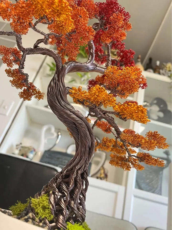 Handcrafted Autumn Aluminum Bonsai Tree image indicator(6)