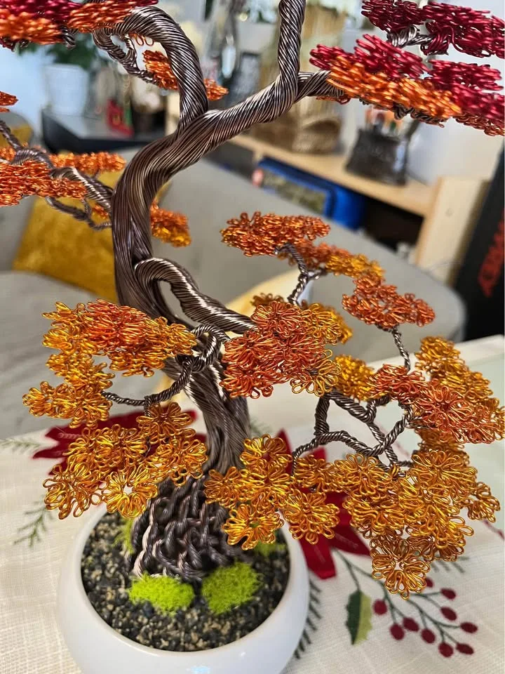 Handcrafted Autumn Aluminum Bonsai Tree image indicator(7)