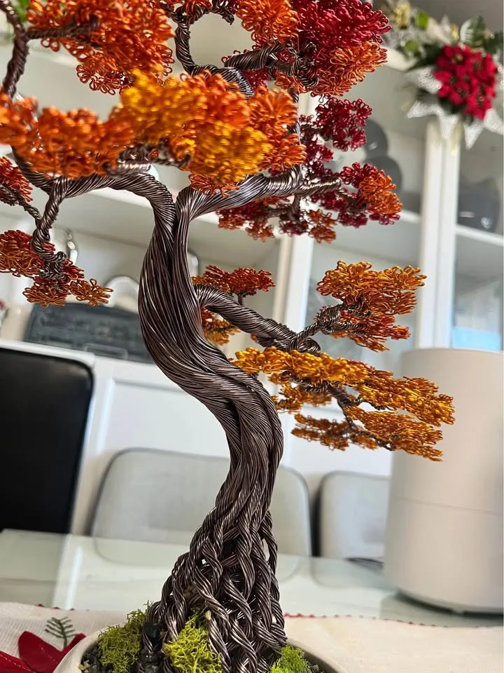 Handcrafted Autumn Aluminum Bonsai Tree image indicator(8)